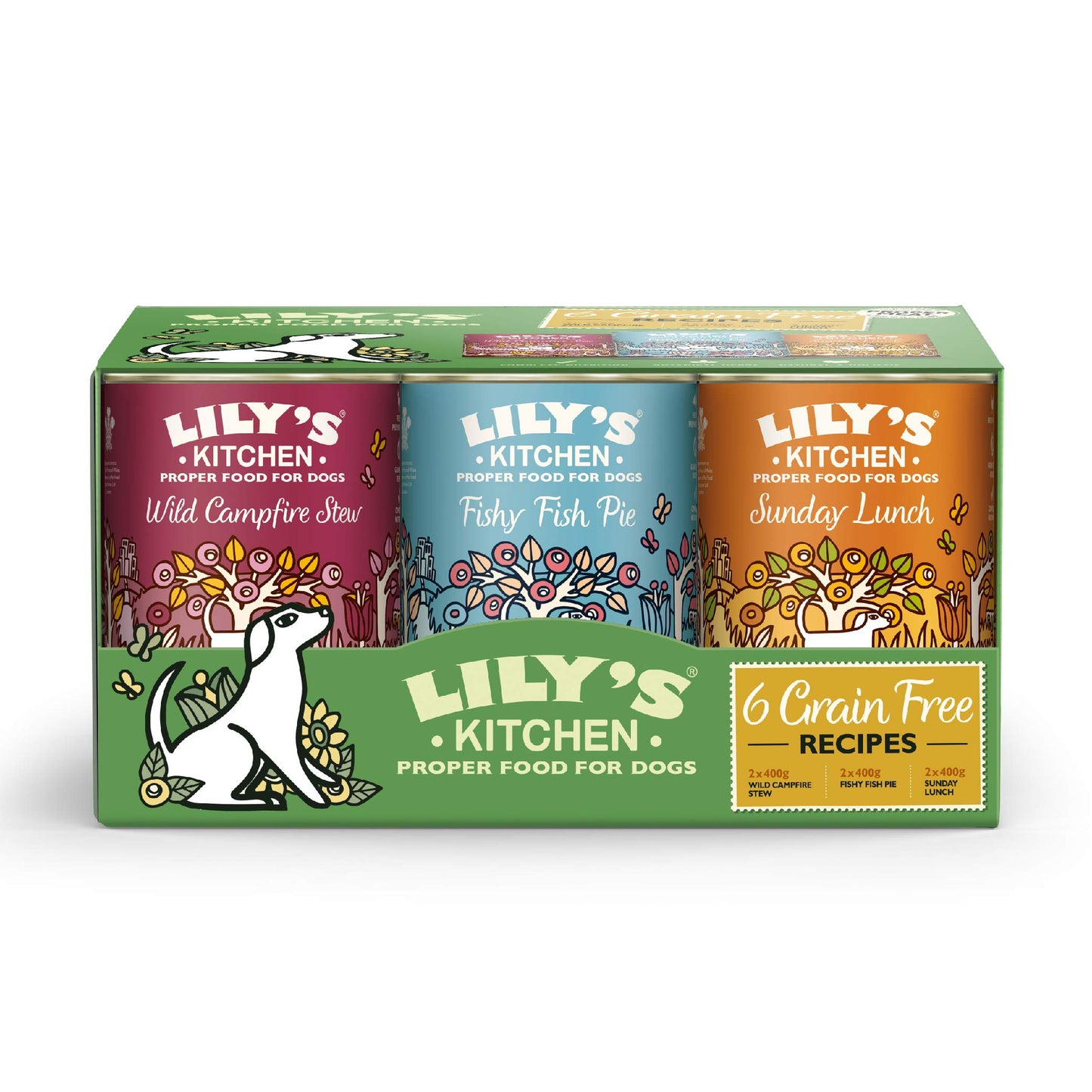 Lily's Kitchen Natural Adult Wet Dog Food Tins Grain-Free Recipe Variety Pack 6 x 400g