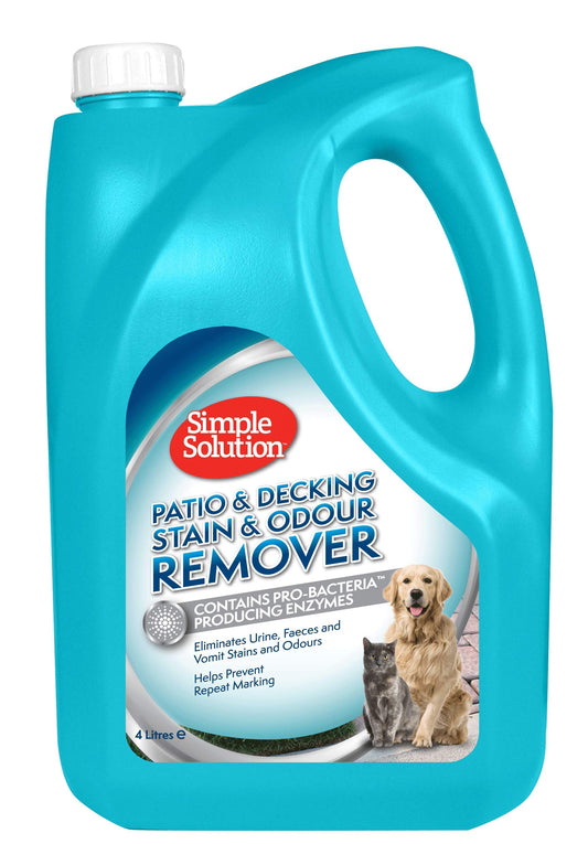 Simple Solution Patio & Decking Pet Stain and Odour Remover | Enzymatic Cleaner with Pro-Bacteria Cleaning Power - 4 Litre