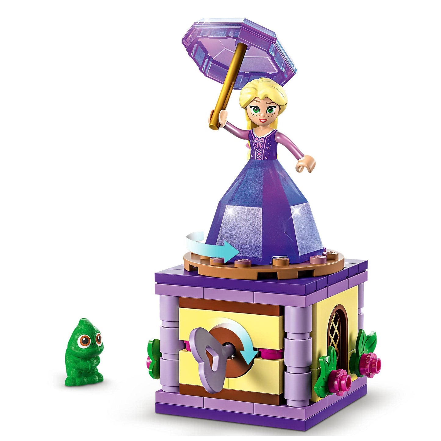 LEGO 43214 Disney Princess Twirling Rapunzel Buildable Toy with Diamond Dress Mini-Doll and Pascal the Chameleon Figure, Collectible Toys for Kids, Girls & Boys