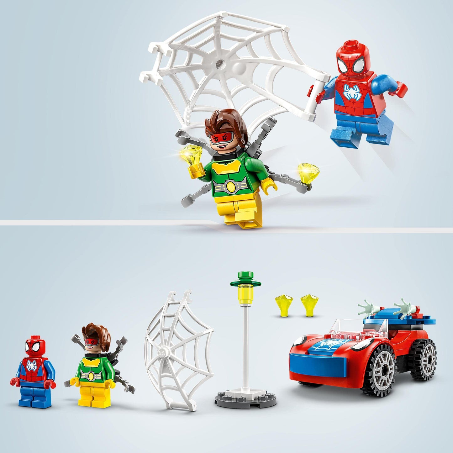 LEGO 10789 Marvel Spider-Man's Car and Doc Ock Set, Spidey and His Amazing Friends Buildable Toy for Kids 4 Plus Years Old with Glow in the Dark Pieces