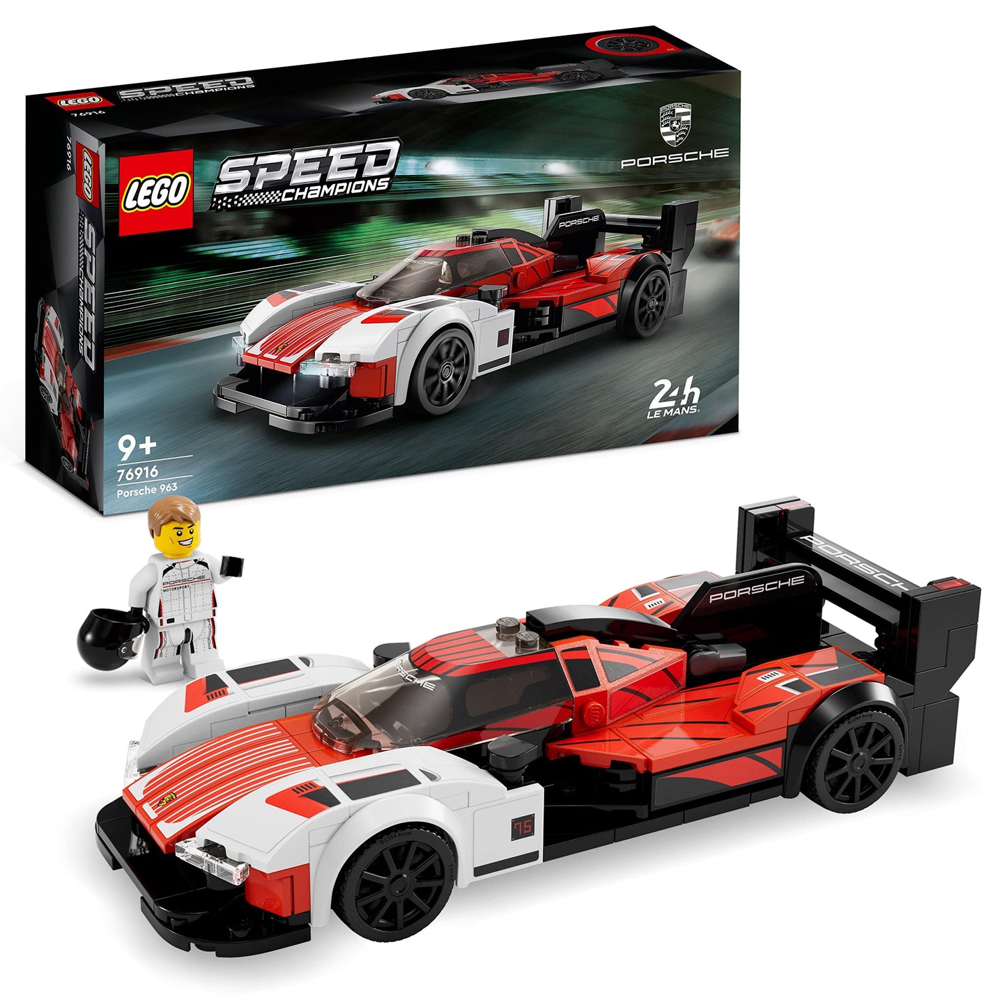 LEGO 76916 Speed Champions Porsche 963, Model Car Building Kit, Racing Vehicle Toy for Kids, 2023 Collectible Set with Driver Minifigure