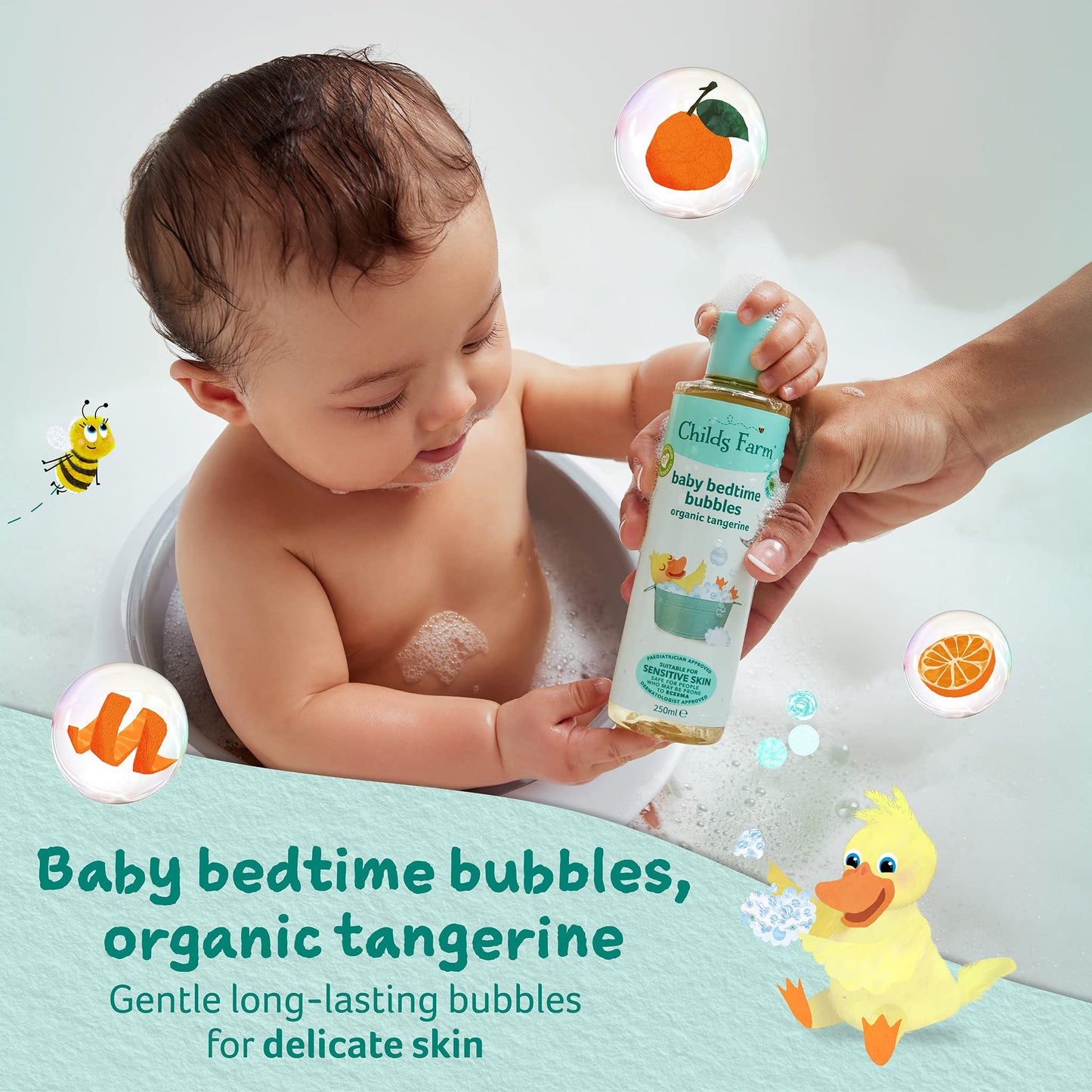 Childs Farm Baby Bedtime Bubble Bath, Organic Tangerine, Gently Cleanses and Soothes, Suitable for Newborns with Dry, Sensitive and Eczema-prone Skin, Bulk Refill 5 l