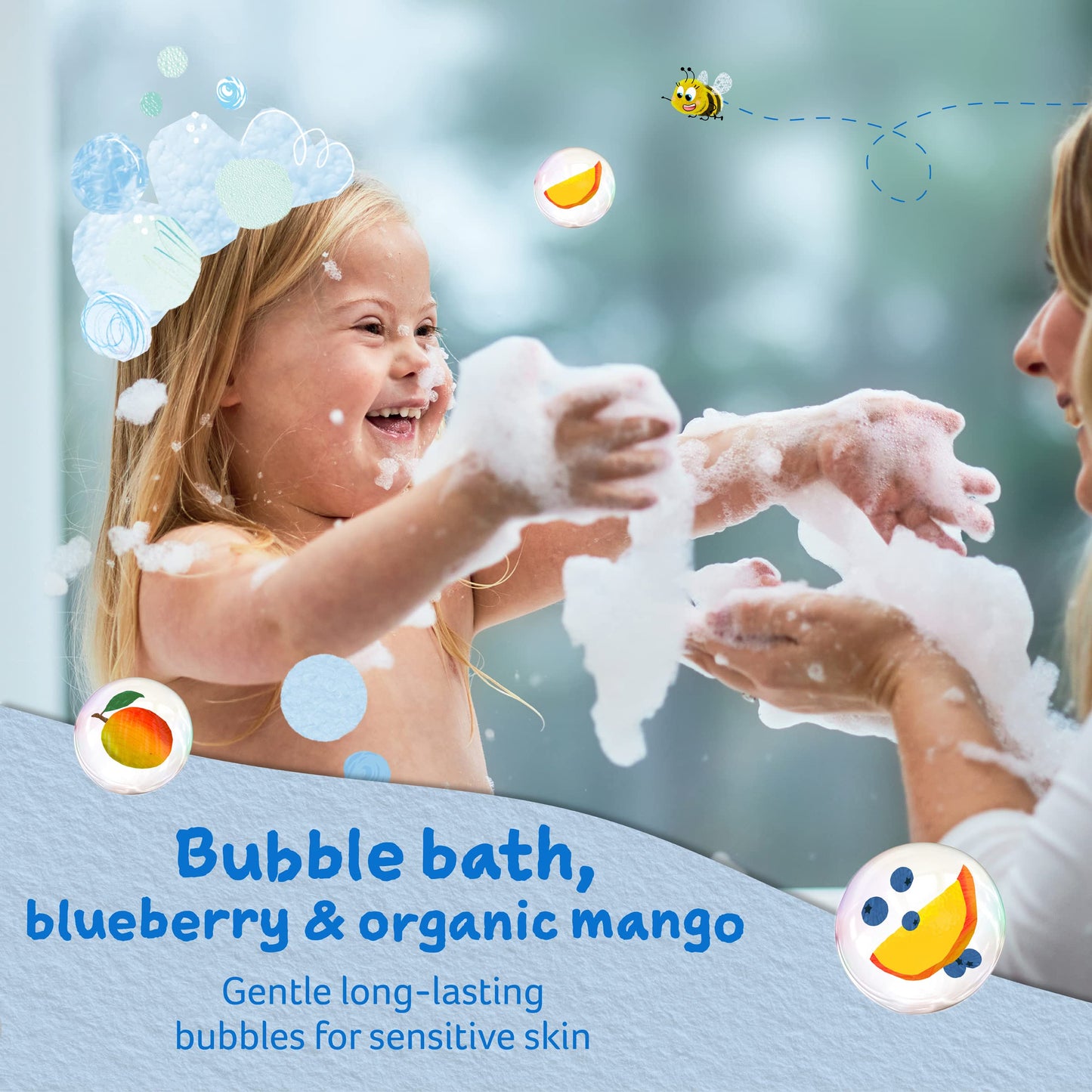 Childs Farm | Kids Bubble Bath 250ml| Blueberry & Organic Mango | Gently Cleanses & Soothes | Suitable for Dry, Sensitive & Eczema-prone Skin