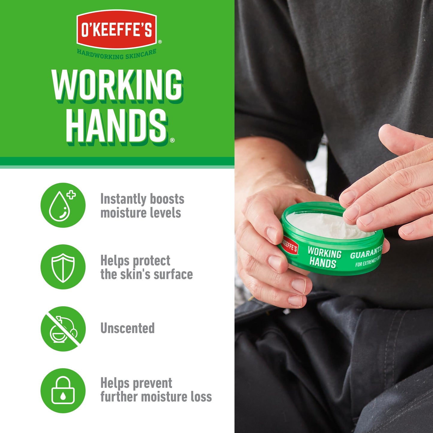 O'Keeffe's Working Hands, 96g Jar (2 Pack) - Hand Cream for Extremely Dry, Cracked Hands | Instantly Boosts Moisture Levels, Creates a Protective Layer & Prevents Moisture Loss