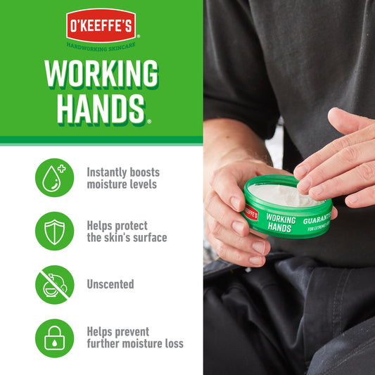 O'Keeffe's Working Hands, 96g Jar (2 Pack) - Hand Cream for Extremely Dry, Cracked Hands | Instantly Boosts Moisture Levels, Creates a Protective Layer & Prevents Moisture Loss