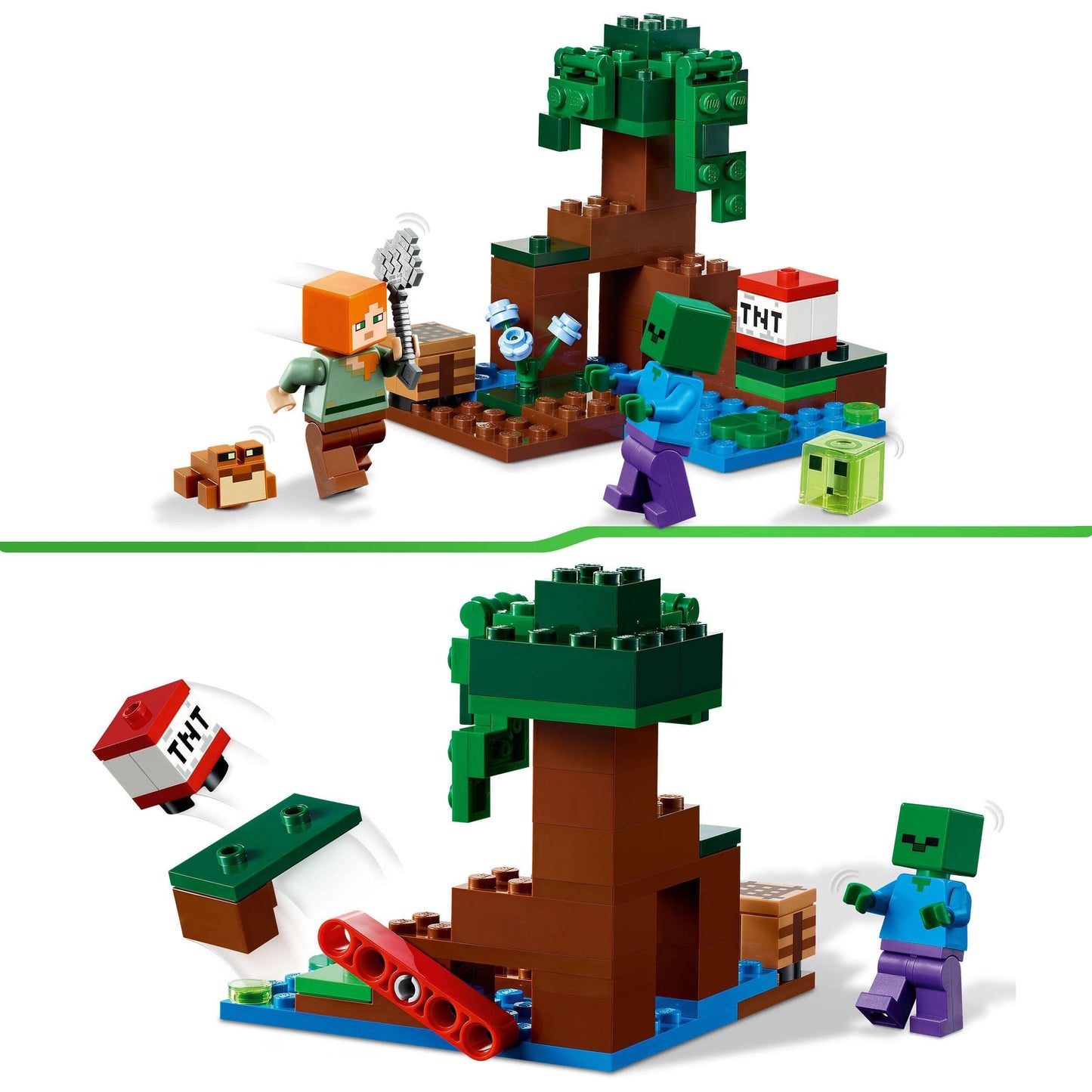 LEGO 21240 Minecraft The Swamp Adventure, Building Game Construction Toy with Alex and Zombie Figures in Biome, Birthday Gift Idea for Kids Aged 8+