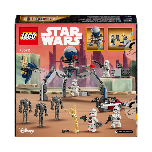 LEGO Star Wars Clone Trooper & Battle Droid Battle Pack Building Toys for Kids with Speeder Bike Vehicle, 4 Minifigures and 5 Figures, Gifts for Boys and Girls Aged 7 Plus Years Old 75372