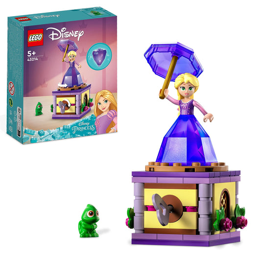 LEGO 43214 Disney Princess Twirling Rapunzel Buildable Toy with Diamond Dress Mini-Doll and Pascal the Chameleon Figure, Collectible Toys for Kids, Girls & Boys