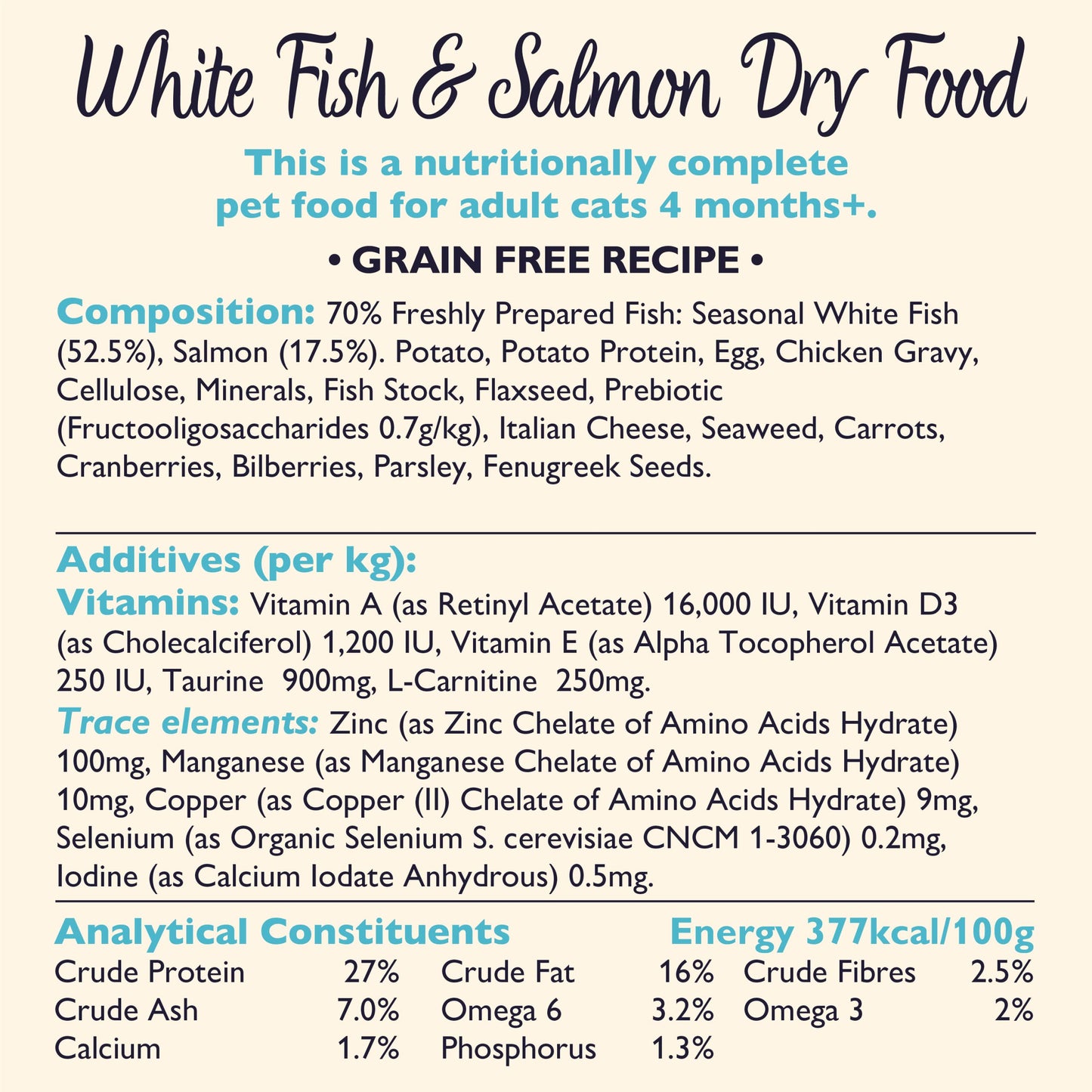 Lily's Kitchen Fisherman's Feast with White Fish & Salmon - Complete Adult Dry Cat Food (2kg)