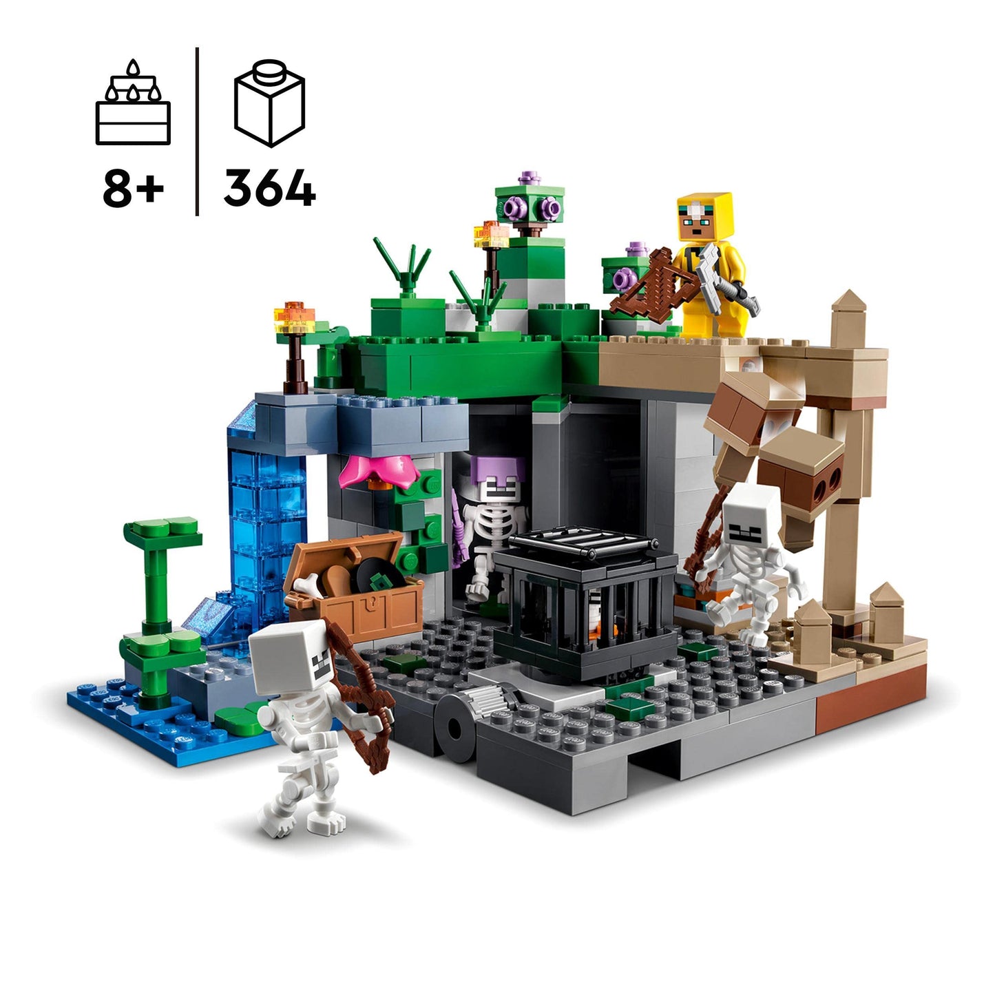 LEGO 76990 Sonic the Hedgehog Sonic's Speed Sphere Challenge Set, Buildable Toy Game with 3 Characters & 21189 Minecraft The Skeleton Dungeon Set, Construction Toy for Kids with Caves,Mobs and Figures