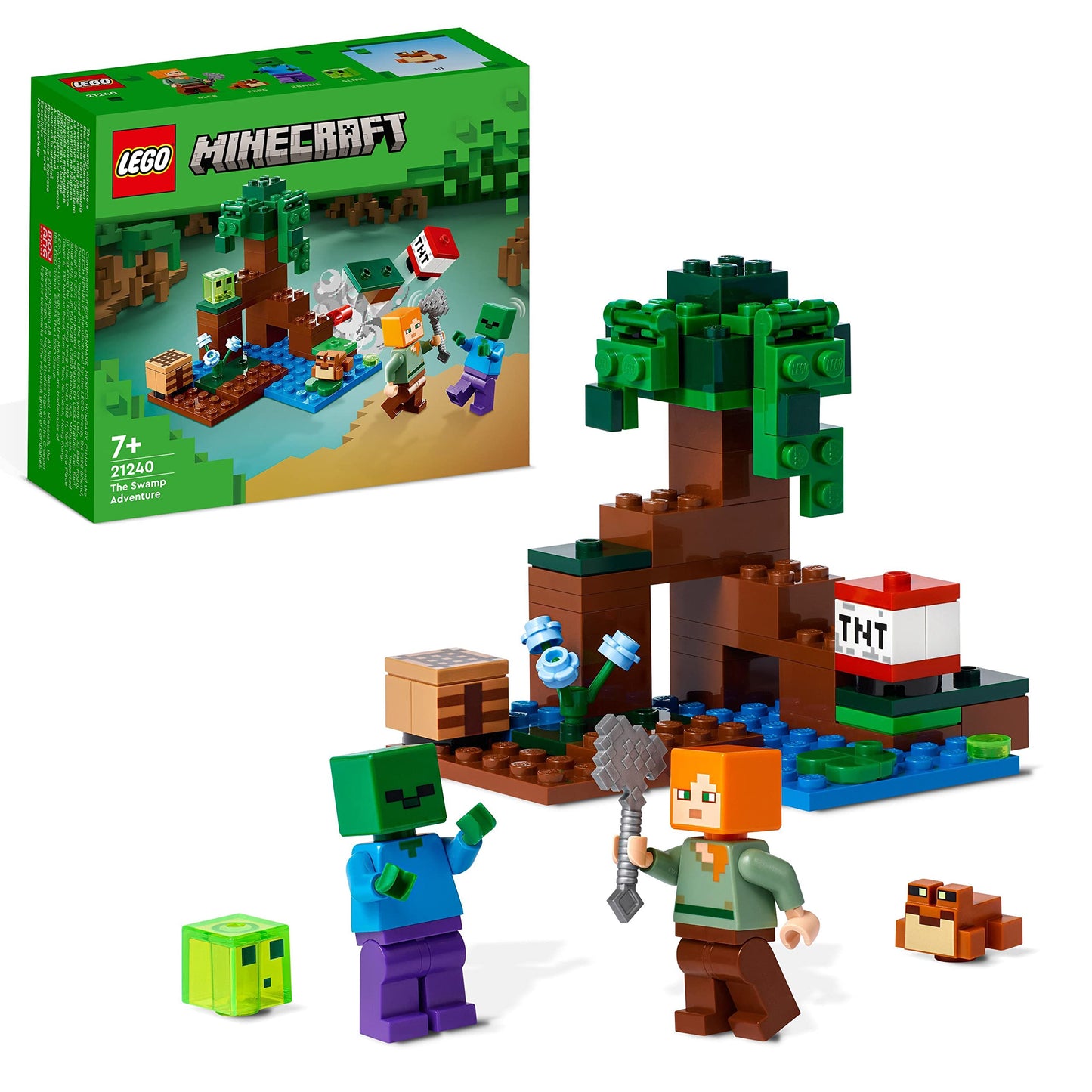 LEGO 21240 Minecraft The Swamp Adventure, Building Game Construction Toy with Alex and Zombie Figures in Biome, Birthday Gift Idea for Kids Aged 8+