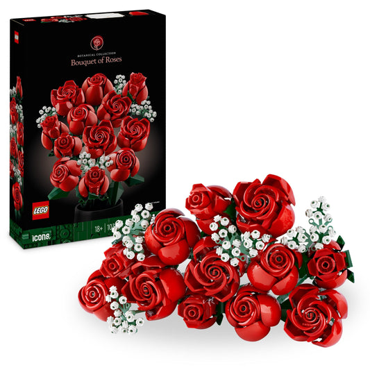 LEGO Icons Bouquet of Roses, Artificial Flowers Set for Adults, Botanical Collection, Home Décor Accessories, Valentine’s Day Treat, Gifts for Women, Men, Her or Him, Relaxing Activities 10328