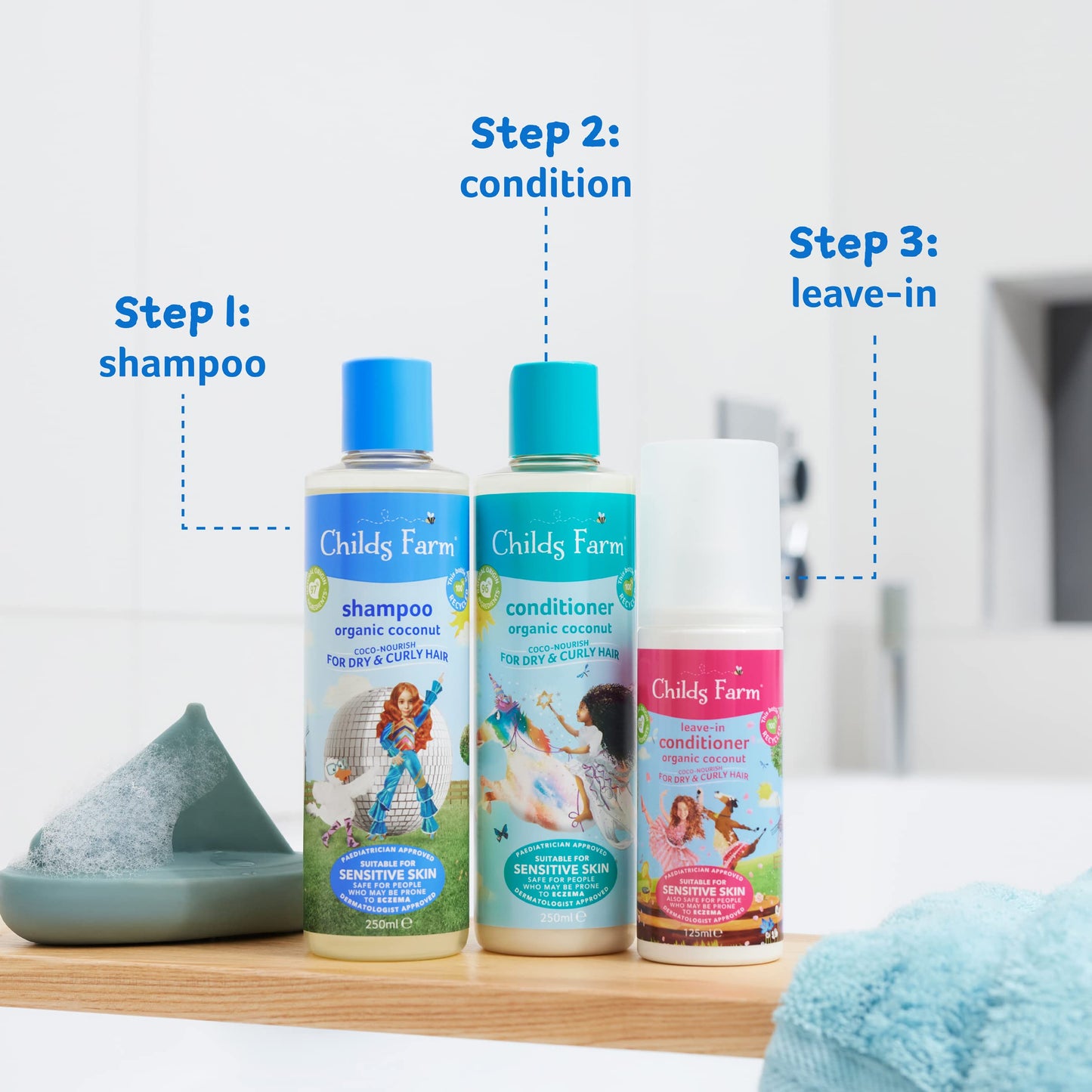 Childs Farm | Kids Coco-Nourish Shampoo 250ml | Organic Coconut | Dry, Curly & Coily Hair | Detangles & Nourishes | Suitable for Dry, Sensitive & Eczema-prone Skin & Scalp