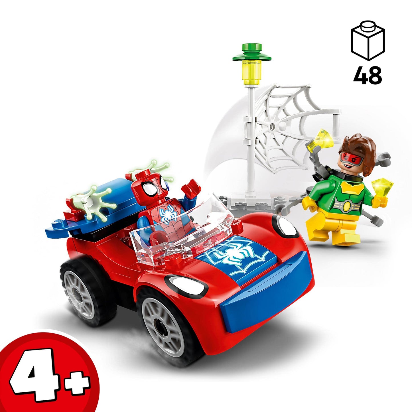 LEGO 10789 Marvel Spider-Man's Car and Doc Ock Set, Spidey and His Amazing Friends Buildable Toy for Kids 4 Plus Years Old with Glow in the Dark Pieces