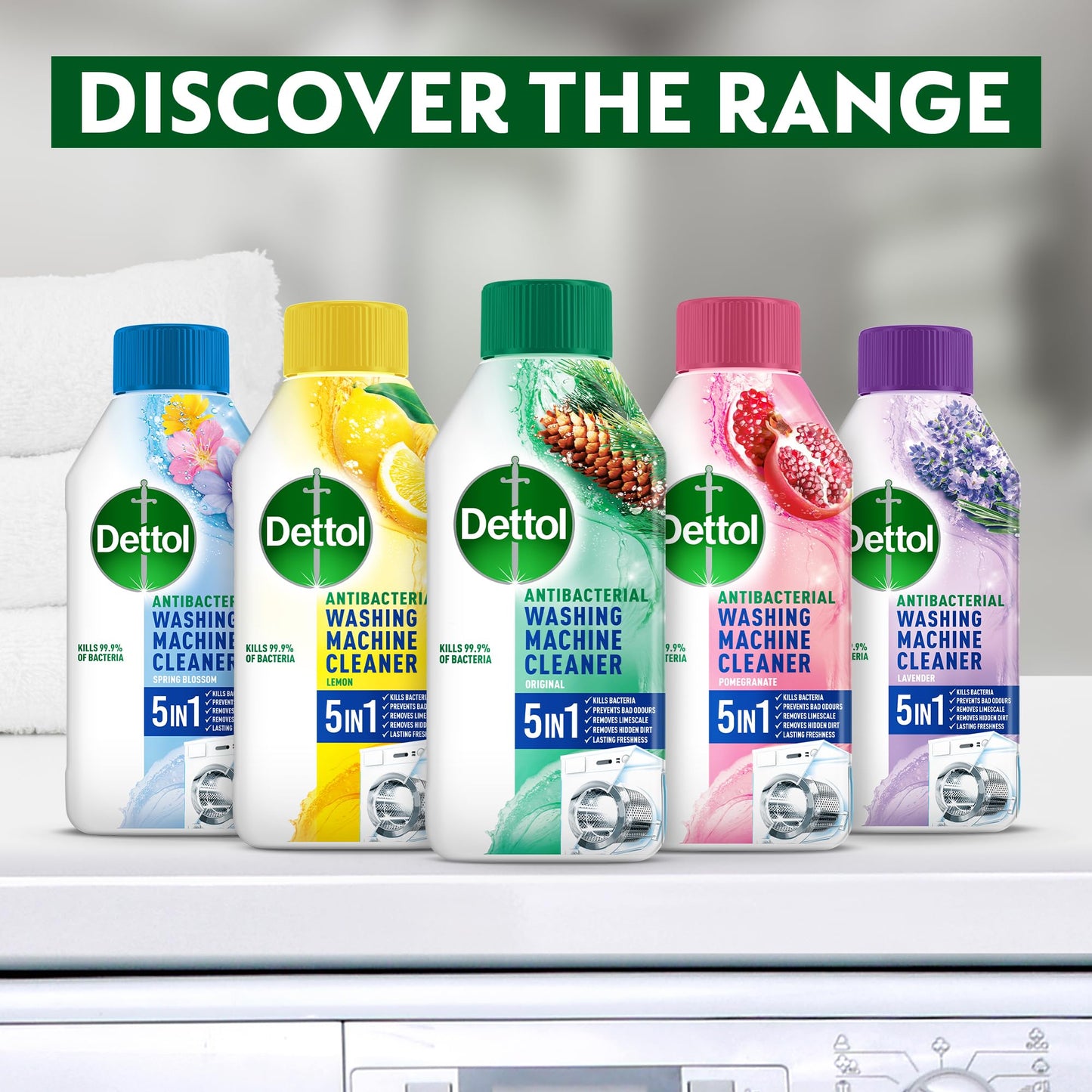 Dettol Antibacterial Washing Machine Cleaner, Removes Bacteria, Odour, Limescale and Dirt, Blooming Beautiful Fragrance, Pack Of 6 x 250ml