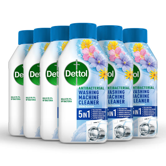 Dettol Antibacterial Washing Machine Cleaner, Removes Bacteria, Odour, Limescale and Dirt, Blooming Beautiful Fragrance, Pack Of 6 x 250ml