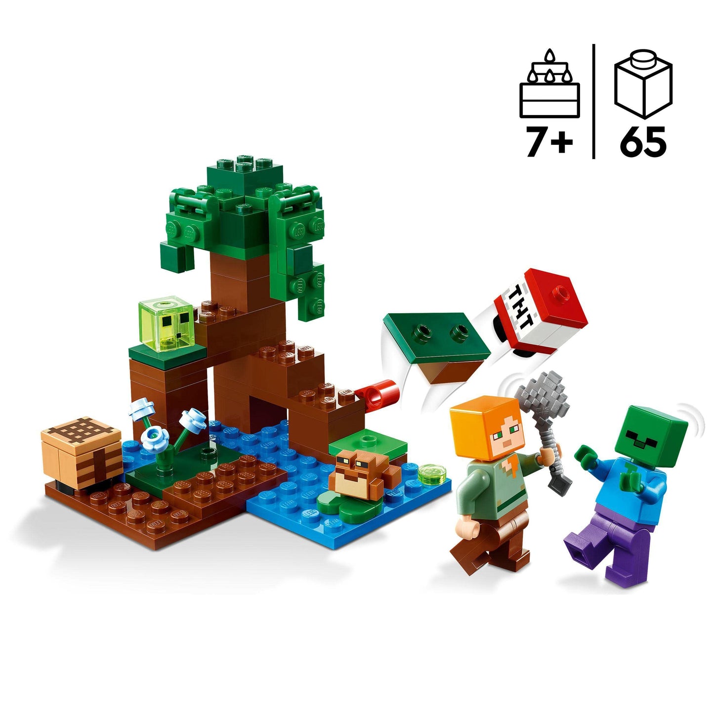 LEGO 21240 Minecraft The Swamp Adventure, Building Game Construction Toy with Alex and Zombie Figures in Biome, Birthday Gift Idea for Kids Aged 8+