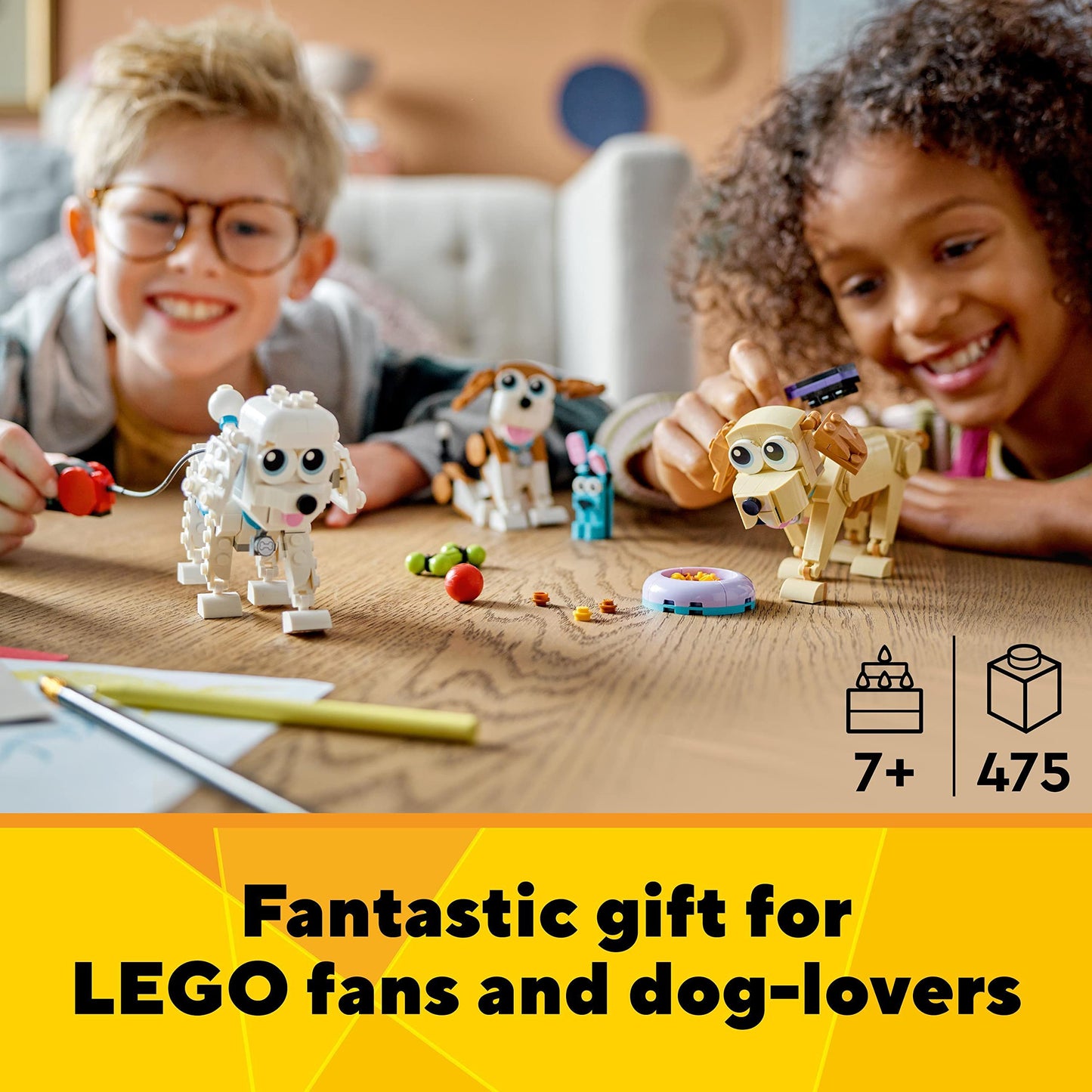 LEGO 31137 Creator 3 in 1 Adorable Dogs Set with Dachshund, Pug, Poodle Figures and More Breeds, Animal Building Toy for Kids aged 7 and Up, Gift for Dog Lovers