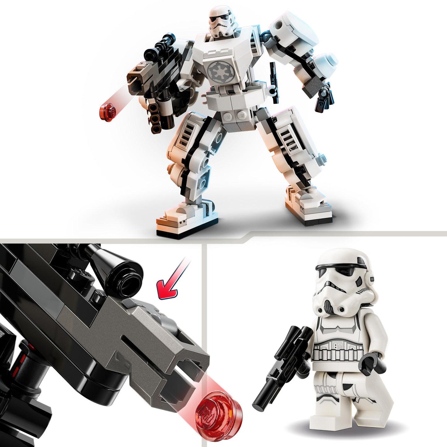 LEGO 75370 Star Wars Stormtrooper Mech Set, Buildable Action Figure Model with Jointed Parts, Minifigure Cockpit and Large Stud-Shooter, Collectible Toy for Kids Aged 6 and Up