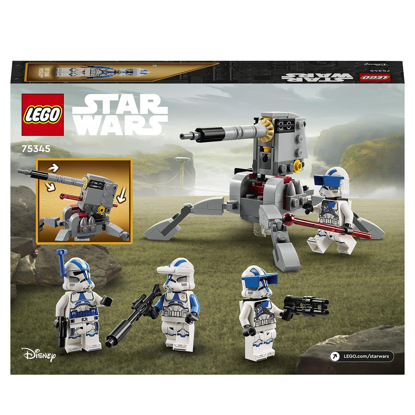 LEGO 75345 Star Wars 501st Clone Troopers Battle Pack Set, Buildable Toy with AV-7 Anti Vehicle Cannon and Spring Loaded Shooter plus 4 Characters