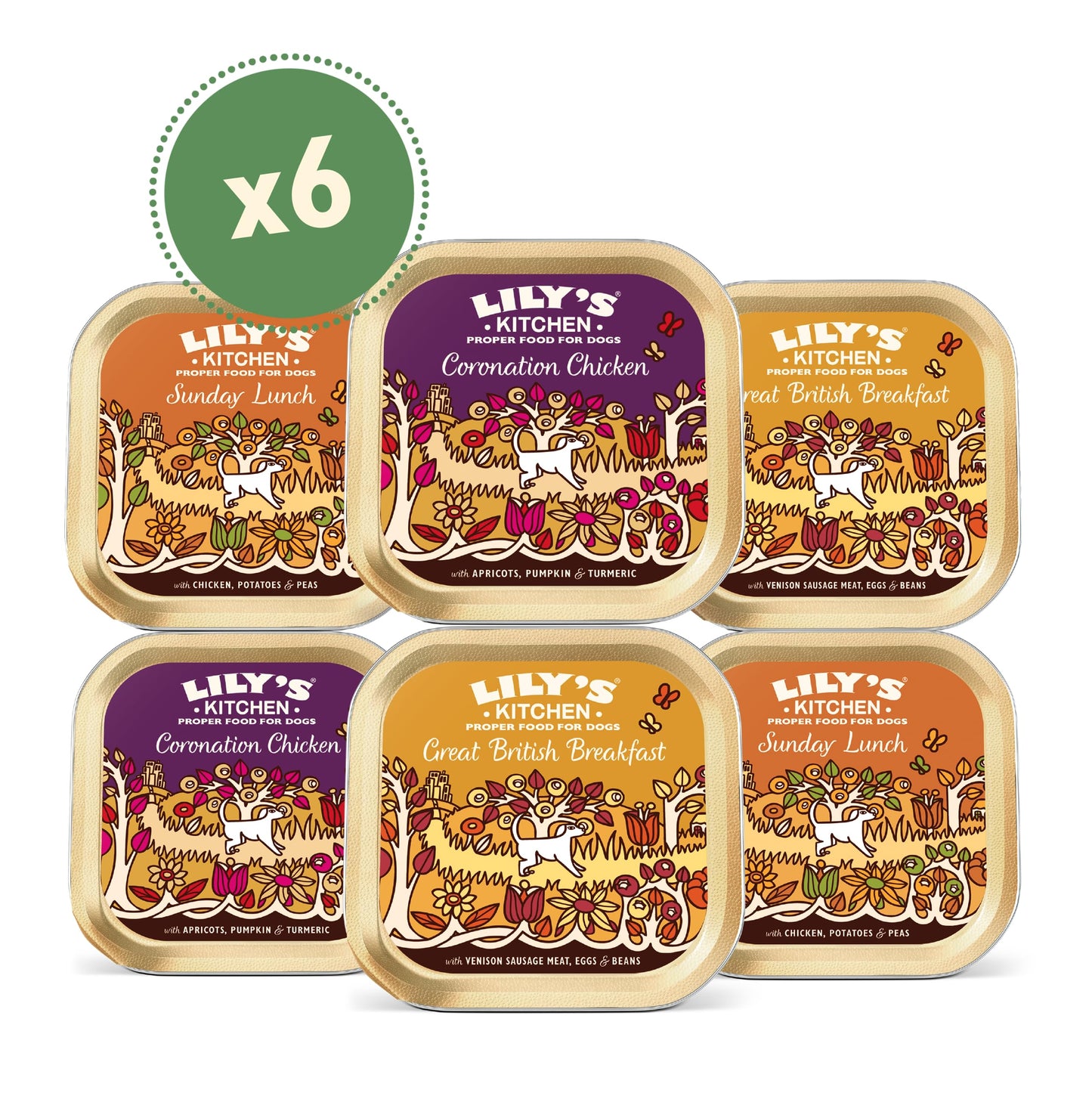 Lily's Kitchen Natural Adult Wet Dog Food Trays Weekend Favourites Mixed Pack 6 x 150g