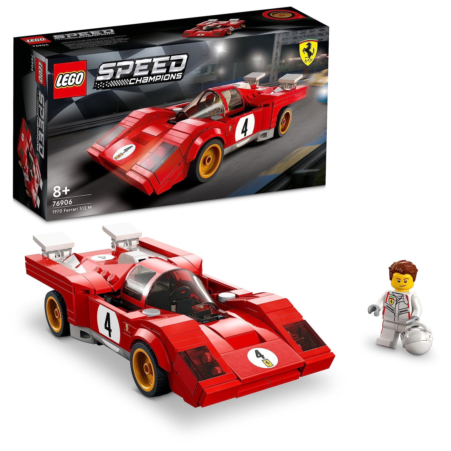 LEGO 76906 Speed Champions 1970 Ferrari 512 M Sports Red Race Car Toy & 76912 Speed Champions Fast & Furious 1970 Dodge Charger R/T, Toy Muscle Car Model Kit for Kids