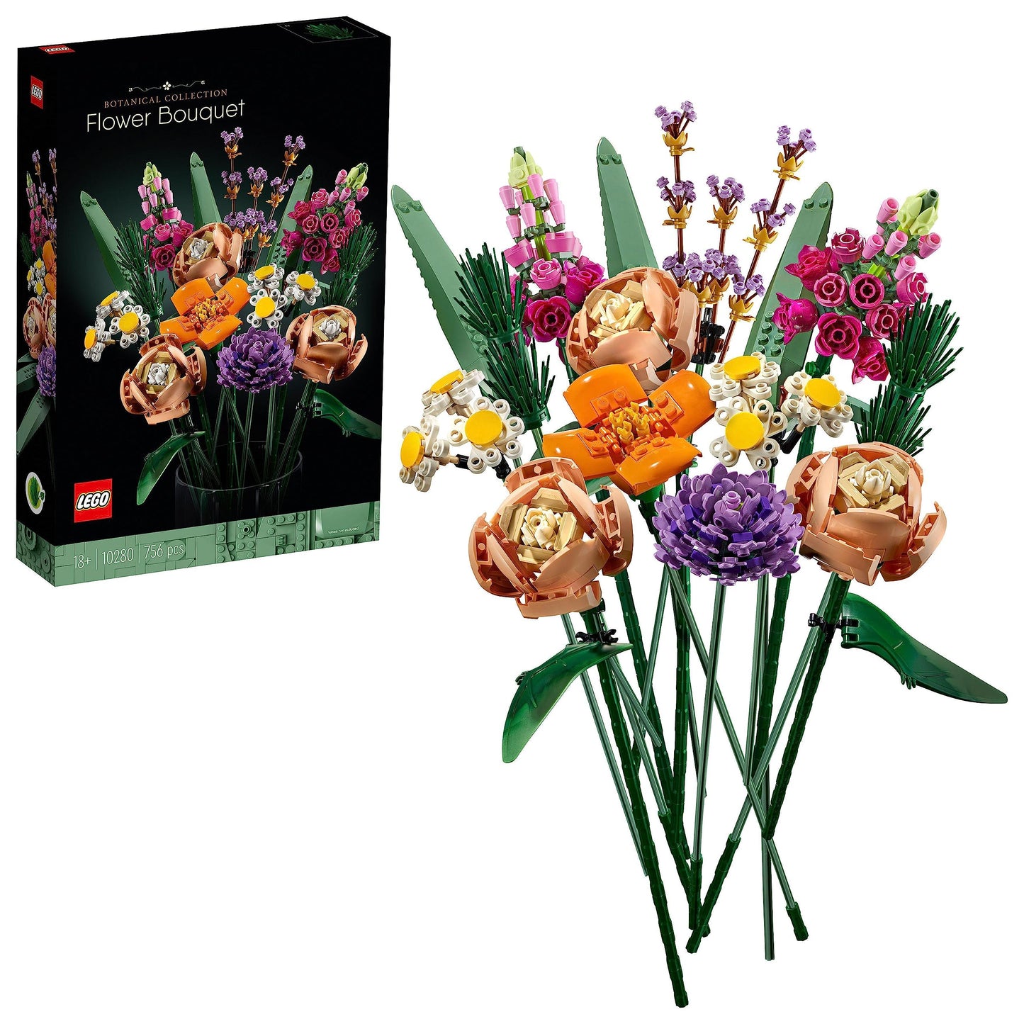 LEGO 10280 Icons Flower Bouquet, Artificial Flowers, Set for Adults, Decorative Home Accessories, Valentine's Day Treat Gift Idea for Women, Men, Her & Him, Wife or Husband, Botanical Collection