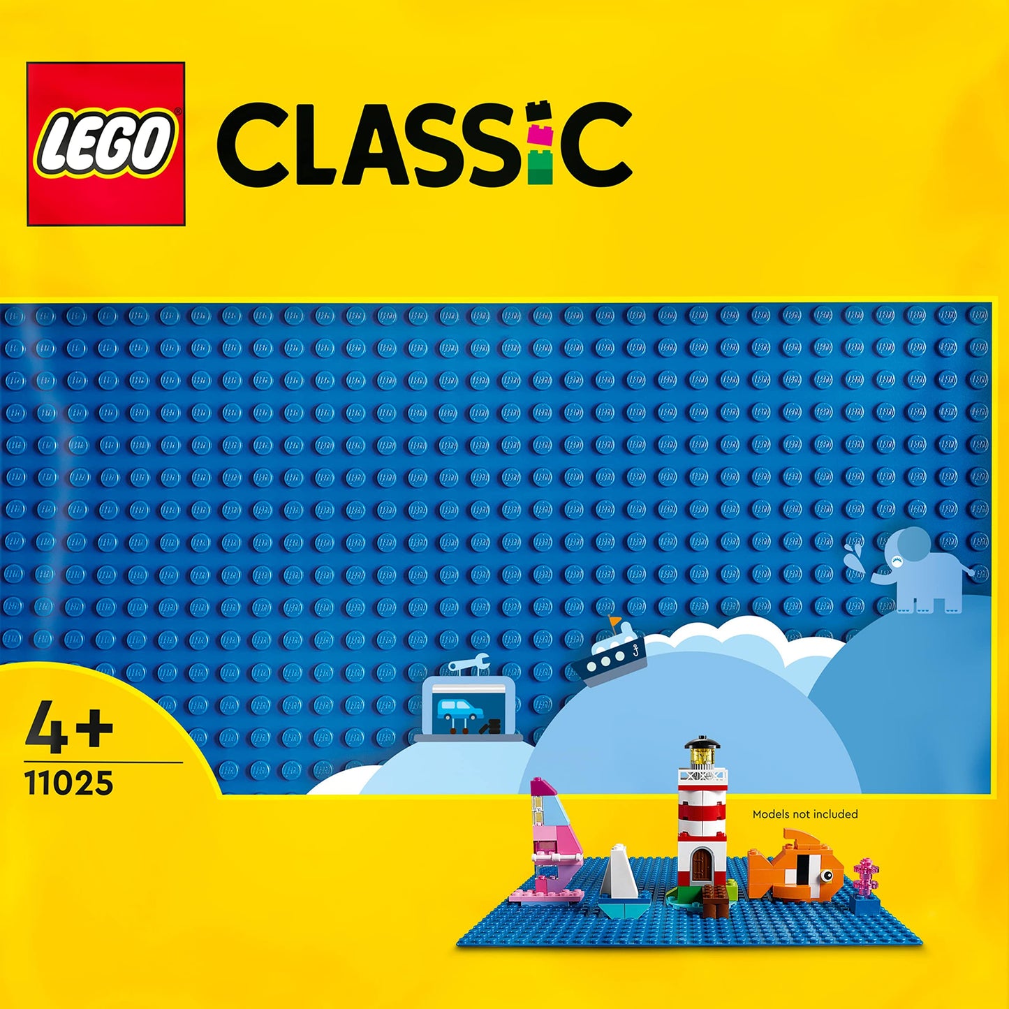 LEGO 10713 Classic Creative Suitcase, Toy Storage Case With Fun Colourful Building Bricks, Gifts 4 Plus Year Old Kids, Boys & Girls & 11025 Classic Blue Baseplate, Square 32x32 Build and Display Board