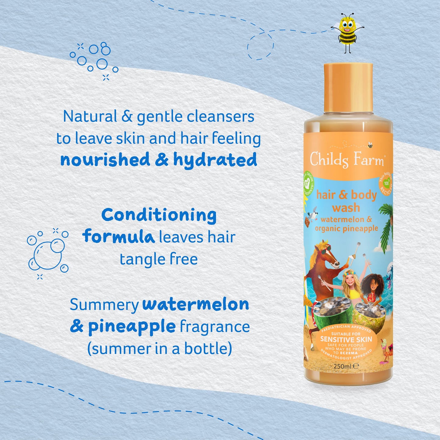 Childs Farm | Kids Hair & Body Wash 500ml | Watermelon & Organic Pineapple | Gently Cleanses | Suitable for Dry, Sensitive & Eczema-prone Skin