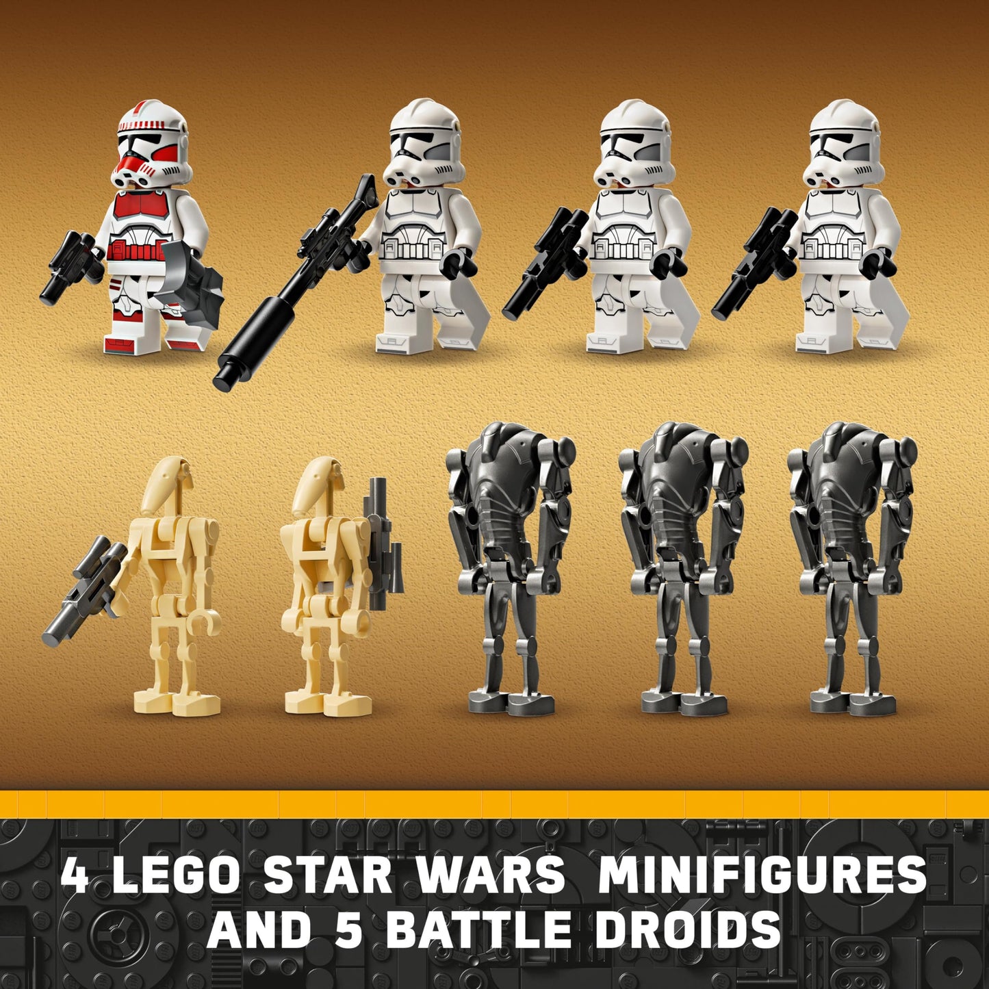 LEGO Star Wars Clone Trooper & Battle Droid Battle Pack Building Toys for Kids with Speeder Bike Vehicle, 4 Minifigures and 5 Figures, Gifts for Boys and Girls Aged 7 Plus Years Old 75372